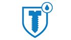 blaues icon Korrosion, Korrosionsschutz und Klebesysteme