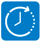 Blaues Piktogramm mit Uhr 