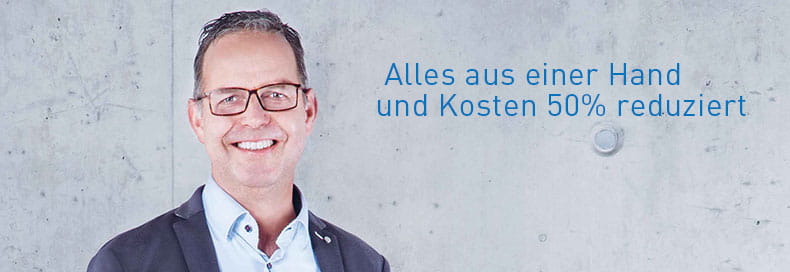 Auf der linken Seite das Bild von Armin Huber, Head of Sales, Bossard AG, Schweiz. Auf der rechten Seite der Text 